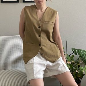 moussy khaki oversized waistcoat